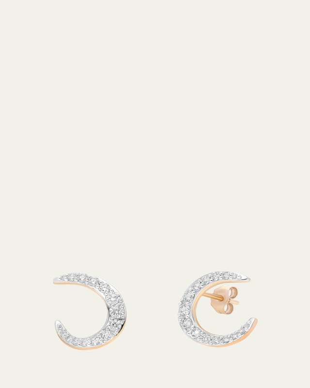 18K Rose Gold Radiant Diamond Hoop Earrings